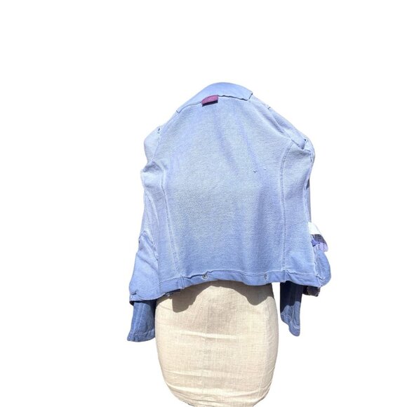 Women's Tie Dye Moto Sweat Jacket Size 4 Small "Venice Beach" Periwinkle Blue - Picture 6 of 9